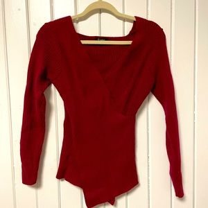 Burgundy V Neck Sweater